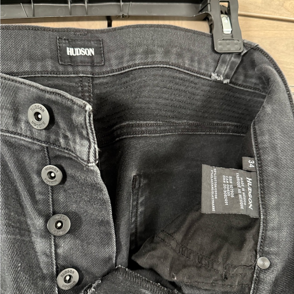 Hudson Men’s 34 Black Denim Jeans Distressed